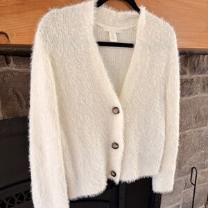 Fuzzy Button-Up Cardigan Sweater